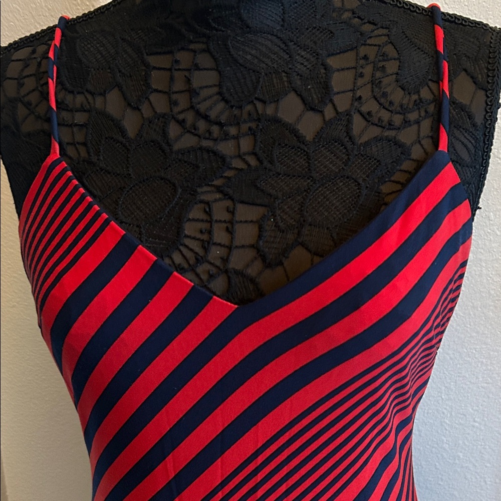 Ralph Lauren Red and Navy Striped Maxi Dress - Picture 3 of 10